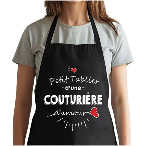 Planetee Tablier Noir Couturière D'amour| Vêtement Blouse De Protection Pour Cuisine Barbecue, Jardinage, Tâches Ménagères