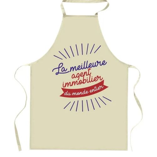 Planetee Tablier De Cuisine Agent Immobilier Meilleure Du Monde Entier | Cadeau Original Humour Pour Cuisinière Vêtement Blouse