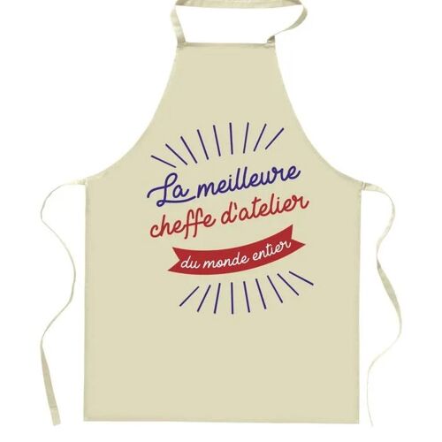 Planetee Tablier De Cuisine Cheffe D'atelier Meilleure Du Monde Entier | Cadeau Original Humour Pour Cuisinière Vêtement Blouse