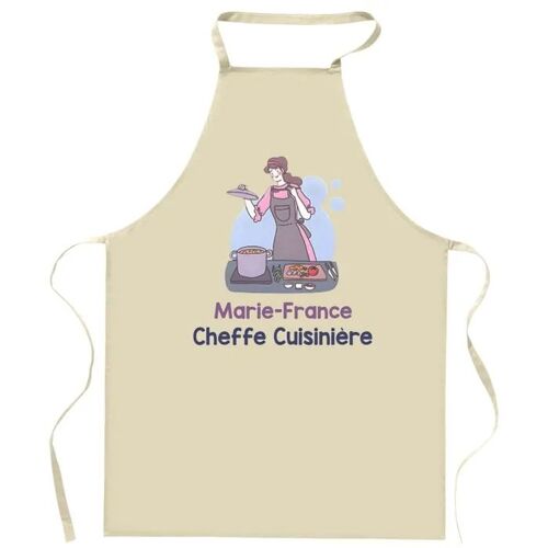 Planetee Tablier Marie-France Cheffe Cuisinière | Cadeau Original Prénom Pour Cuisinière | Vêtement Blouse Protection Pour Cuisine