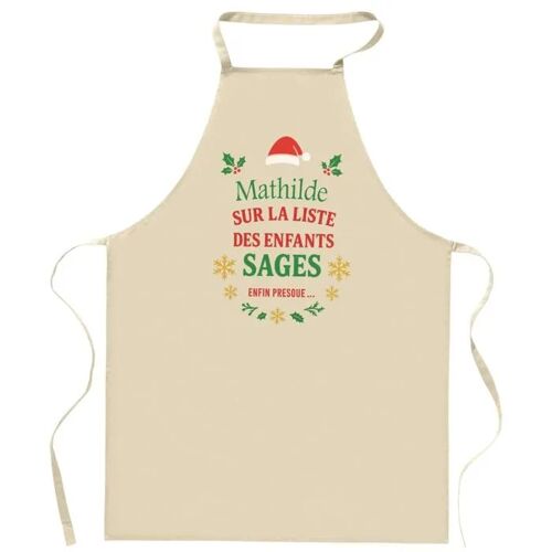 Planetee Tablier Mathilde Liste Des Enfants Sages - Cadeau Secret Santa Original Pour Cuisinier Vêtement Noël Barbecue Jardinage