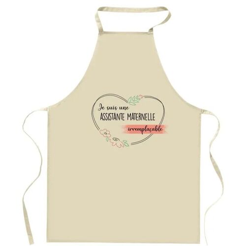 Planetee Tablier De Cuisine Assistante Maternelle Irremplaçable | Cadeau Original Humour Pour Cuisinière Vêtement Blouse