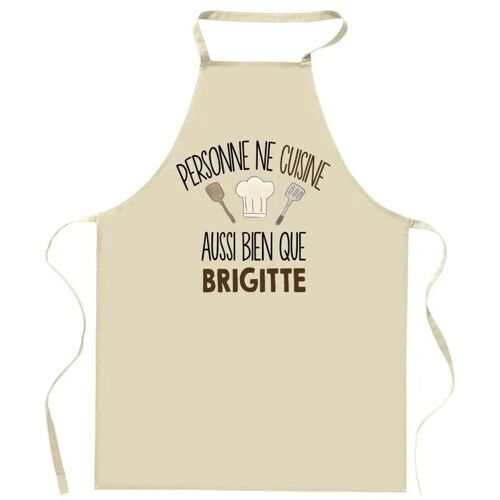 Planetee Tablier Personne Ne Cuisine Aussi Bien Que Brigitte | Cadeau Original Prénom Pour Cuisinière | Vêtement Blouse Protection