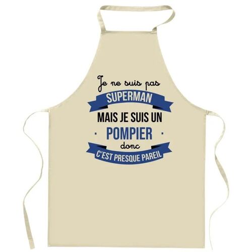 Planetee Tablier de cuisine Pompier Superhéros | Cadeau Original Humour pour Cuisinier Vêtement Blouse de protection Barbecue