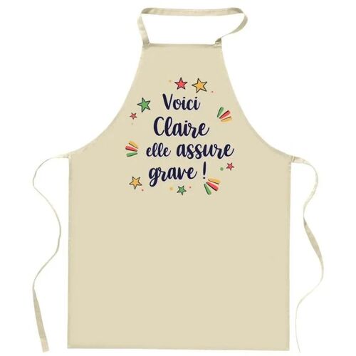 Planetee Tablier De Cuisine Claire Elle Assure Grave ! | Tablier Jardinage Et Tâches Ménagères Cadeau Fête Des Mères Anniversaire