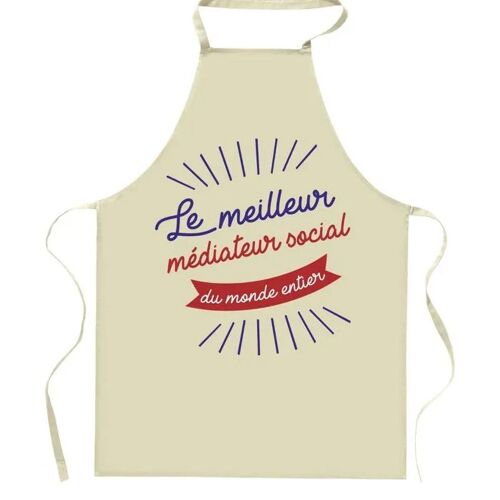 Planetee Tablier De Cuisine Médiateur Social Meilleur Du Monde Entier | Cadeau Original Humour Pour Cuisinier Vêtement Blouse