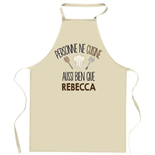 Planetee Tablier Personne Ne Cuisine Aussi Bien Que Rebecca | Cadeau Original Prénom Pour Cuisinière | Vêtement Blouse Protection