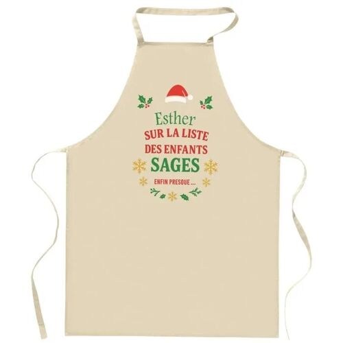 Planetee Tablier Esther Liste Des Enfants Sages - Cadeau Secret Santa Original Pour Cuisinier Vêtement Noël Barbecue Jardinage