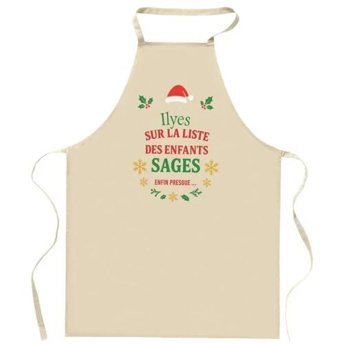 Planetee Tablier Ilyes Liste Des Enfants Sages - Cadeau Secret Santa Original Pour Cuisinier Vêtement Noël Barbecue Jardinage