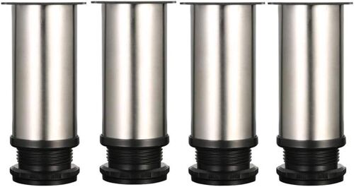 4 pieds réglables de 120 mm de hauteur, pieds d'armoire épais, pieds de table, pieds de meubles, acier inoxydable brossé, hauteur réglable de 0 à 15 mm, livrés avec