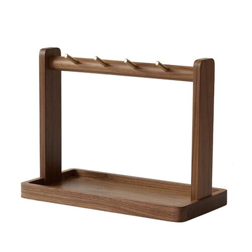 Présentoir À Bijoux En Bois Avec 4 Crochets De Suspension Pour Ranger Boucles D'oreilles, Colliers, Bracelets, Montres, Clés Et Bagues Cadeau Original Pour Homme