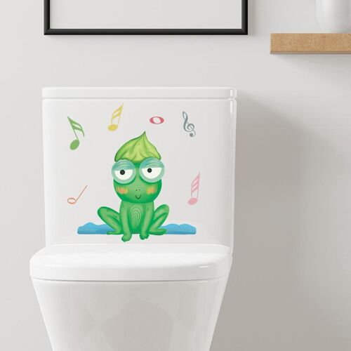 Autocollant pour couvercle de toilette avec grenouille chantante, autocollant mural pour décoration intérieure