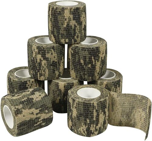 5*450cm -8 Rouleaux De Ruban Adhésif Camouflage Auto-Adhésif Bande Cohésive Camouflage Bande Auto-Adhésive Élastique Bandage Médical Bandes Adhésives Bandages Adhésifs Pour La Chasse Sports De Plein Air