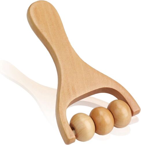 1 Rouleau De Massage À Main En Bois, Auto-Massage De La Taille, Des Cuisses,