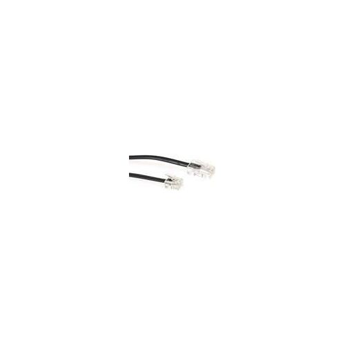 ACT Black 3 meter flat telephone cable with RJ11 and RJ45 connectors. Rj45-rj11 cable black 3.00m (TD5308)