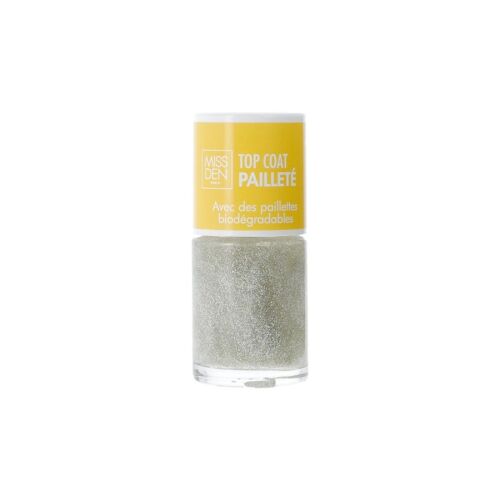 Miss Den - Top Coat Pailleté - 84% D'ingrédients D'origine Naturelle - Effet Scintillant - 10ml 