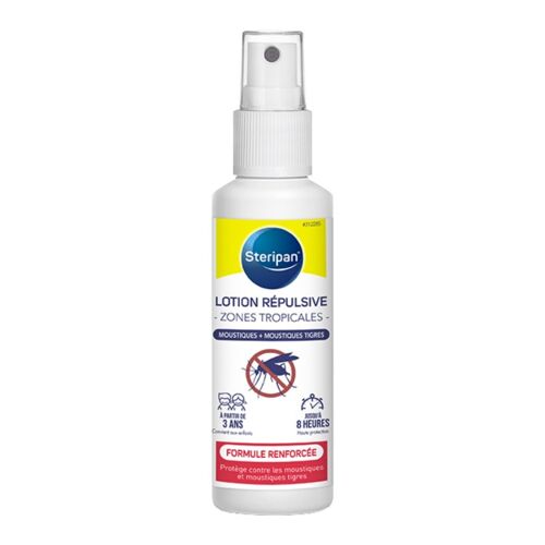 Lotion Répulsive Zones Tropicales - Steripan - Protège Contre Les Moustiques Et Moustiques Tigres - 7h Haute Protection - 100ml 