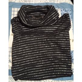 Haut Noir - Femme - " Zara Knitwear " - Col Roulé - Sans Manches - Noir / Métallique - Taille M