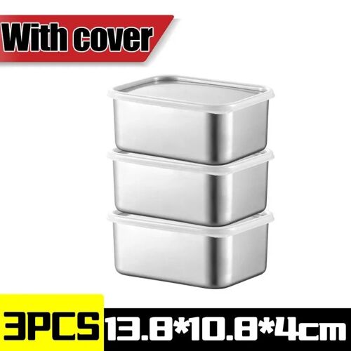 Récipient de stockage des aliments en acier  Couleur - 3PCS-With cover