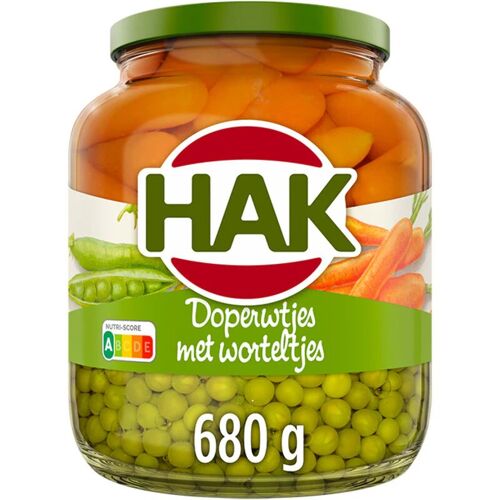 Hak Doperwtjes Met Worteltjes Pois Verts Et Carottes 680g