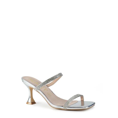 Chaussures Sandale Lanières Avec Strass Argent