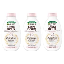 3x Garnier Ultra Doux Shampooing Cheveux Et Cuir Chevelu Délicats 300 Ml Délicatesse D'Avoine 