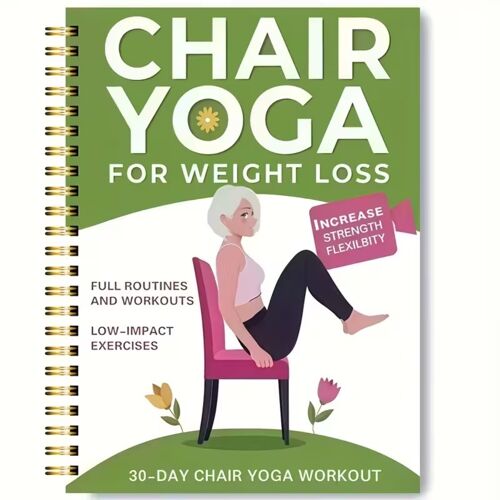 Journal De Perte De Poids Yoga 30 Jours ¿ Carnet D'entraînement Pour Seniors Avec Poses De Yoga Et Planificateur De Routines, Papier Couché, Multicolore, 21cm X 14cm X 0.4cm
