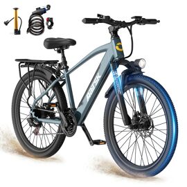 Vélo Électrique S800 26 Pouces, 250w 36v 13ah, Autonomie 55-75km, Vélo À Assistance Électrique Pour Adultes, 7 Vitesses Shimano, Freins À Disque, Écran Lcd, Porte-Bagages, Loisir Et Urbain