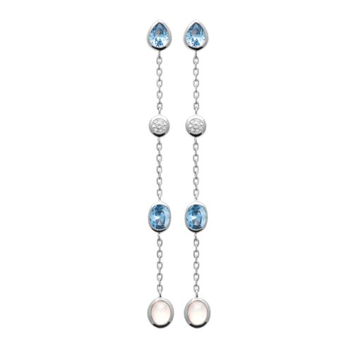 Boucles D'oreilles Brillaxis Argent Rhodié Oxyde Bleu Ciel