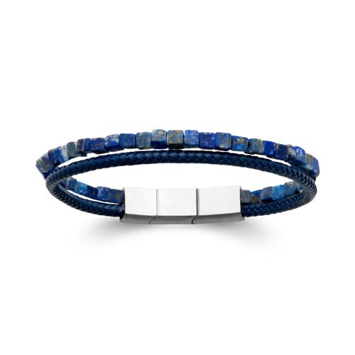 Bracelet Brillaxis Cuir Bleu Sodalite