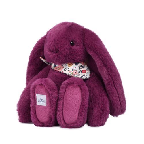 Peluche Lapin Fleurette prune 25 cm