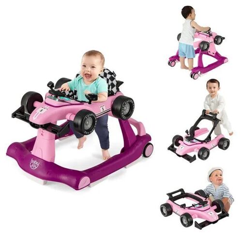 4 En 1 Trotteur Bébé Pliable Costway-Hauteur Et Vitesse Réglables-Boîte À Musique Avec Lumière-6-18 Mois-Roues Silencieuses-Violet