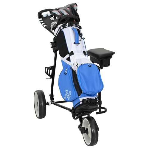 Vidaxl Trolley De Golf Avec Siège Noir Et Blanc 100 X 60 X 130 Cm Fer