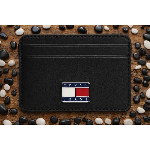 Porte-cartes Tommy Jeans noir avec logo métal