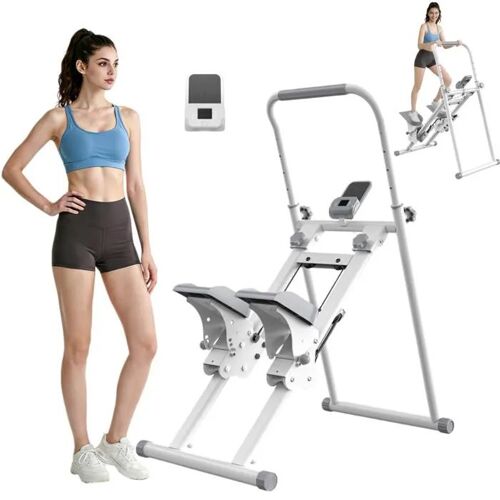 Stepper D'Escalier Pliable Réglables - Qk7906 Blanc - Appareil De Sport À Domicile Avec Écran Lcd, Entraînement Jambes Fessiers
