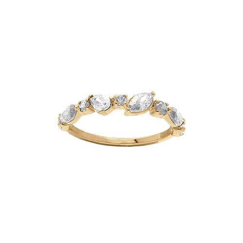 Bague Plaqué Or Multi Oxydes Blancs Sertis
