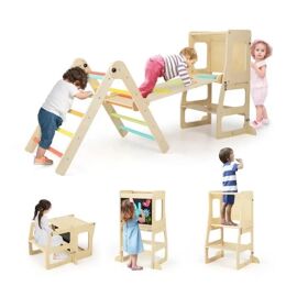 Triangle D'escalade Costway 7 En 1 : Toboggan, Tour D'apprentissage, Ensemble Table Et Chaise ... Pour Enfants 3 À 4 Ans Colorée