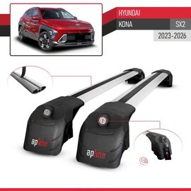 Compatible Avec Hyundai Kona (Sx2) 2023-2026 Ace-2 Modèle Barres De Toit Railing Porte-Bagages De Voiture Gris Alu 2 Barres