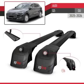Compatible Avec Audi Q5 (Gu) 2025-2026 Ace-2 Modèle Barres De Toit Railing Porte-Bagages De Voiture Noir Alu 2 Barres