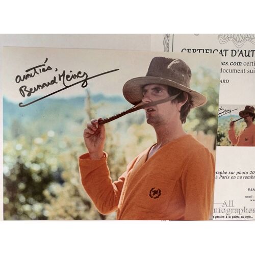 Autographe Original Sur Photo 25x20 Acteur Bernard Menez Avec Coa