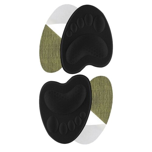 2 Paires De Semelles Avant-Pied ¿ Inserts Moitié Auto-Adhésifs En Mousse Antidérapants Pour Talons, Mocassins Et Baskets Le Noir