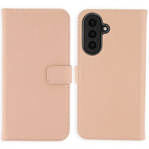 Selencia Étui portefeuille en cuir véritable Samsung Galaxy A57 (5G) Rose clair