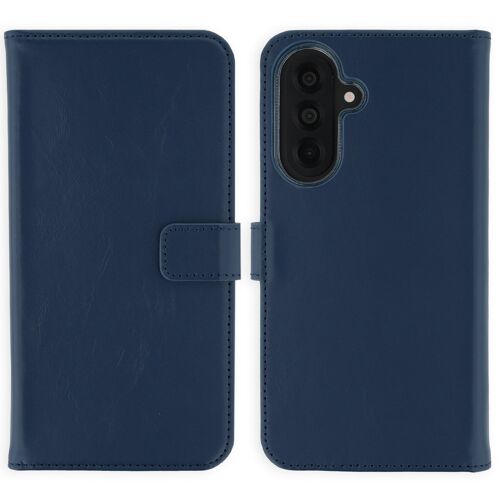 Selencia Étui portefeuille en cuir véritable Samsung Galaxy A37 (5G) Bleu foncé