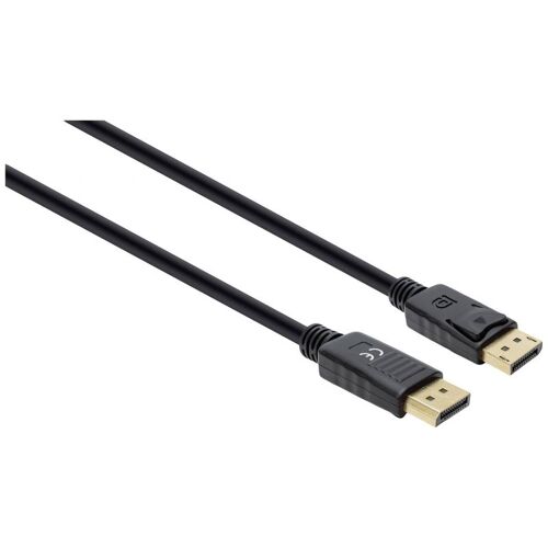 Manhattan DisplayPort 1.4 Cable, 8K@60hz, 3m, PVC Cable, Male to Male, With Latches, Fully Shielded, Black, Lifetime Warranty, Polybag - Câble DisplayPort - DisplayPort (M) pour DisplayPort (M) - DisplayPort 1.4 - 300 V - 3 m - support 4K 120 Hz...