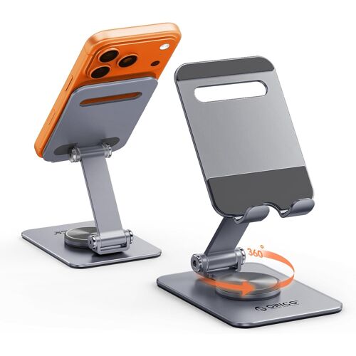 SUBZONAL-Support Téléphone Bureau, Rotation 360°, Porte Telephone Réglable et Pliable, Support Telephone en Aluminium pour iPhone 17/16/15/14/13/12 Pro Max et Smartphone Jusqu¿à 6,9"" ¿ PS2, Gris