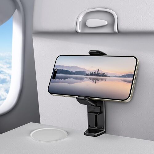 SUBZONAL-Support de téléphone portable : support avion et support de serrage - Ultra stable réglable, portable, rotation silencieuse à 360°, convient pour iPhone 17-14, Samsung, pour voyage, cuisine