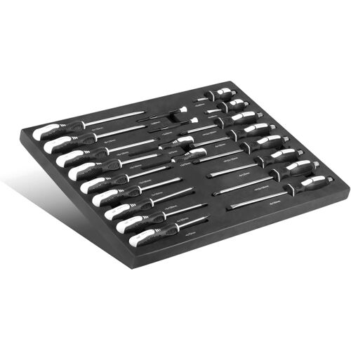 SUBZONAL-Lot de 21 tournevis avec insert en mousse pour servante d'atelier - Outil de qualité supérieure dans un insert de chariot à outils pour un rangement parfait dans l'atelier, PH et SL
