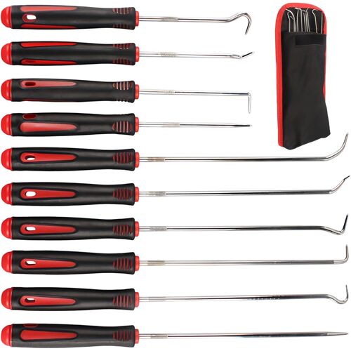 SUBZONAL-10 Pièces Outils à Crochet, 165mm et 240mm Outils à Pointe et Crochet, avec Manche Anti-dérapant, avec Trousse de Rangement, pour le Retrait des Joints d'Étanchéité d'Huile et des Joints