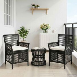 Vidaxl Chaise D'extérieur Avec Coussin 2 Pcs Noir Et Crème Polyrotin