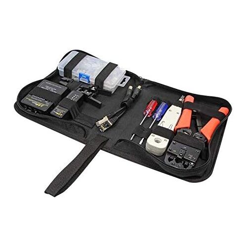 SUBZONAL-Kit d'outils réseau haut de gamme avec sac pour pose de câbles professionnels avec testeur de câbles réseau, outil d'installation, dénudeur, pince à sertir, fiche et instructions (français